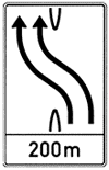 �berleitungs-/Fahrstreifentafel
