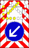 fahrbare Absperrtafel mit Blinkpfeil